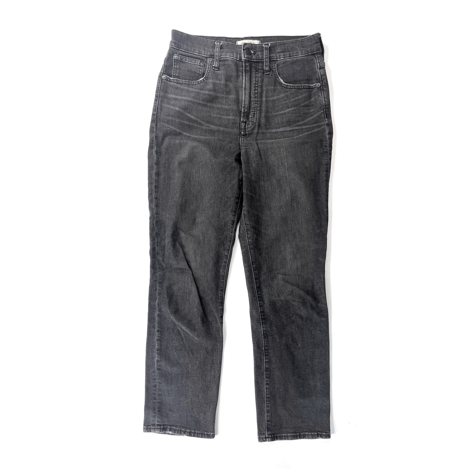 Madewell High Rise Straight Leg Jeans Size 27 Womens 4 Faded Black Denim Fall